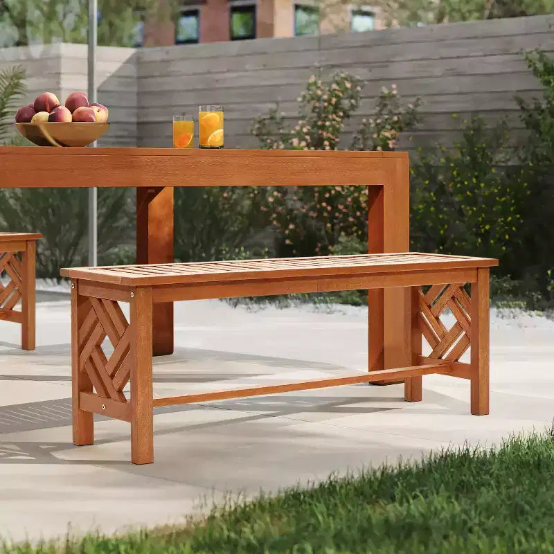 Banc de salle à manger sans dossier en bois massif LuxenHome Carmel
