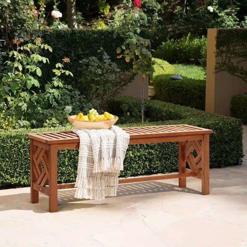 Banc de salle à manger sans dossier en bois massif LuxenHome Carmel