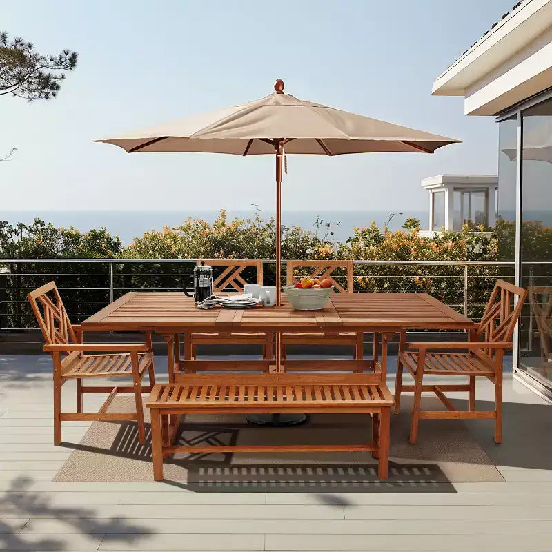 Banc de salle à manger sans dossier en bois massif LuxenHome Carmel
