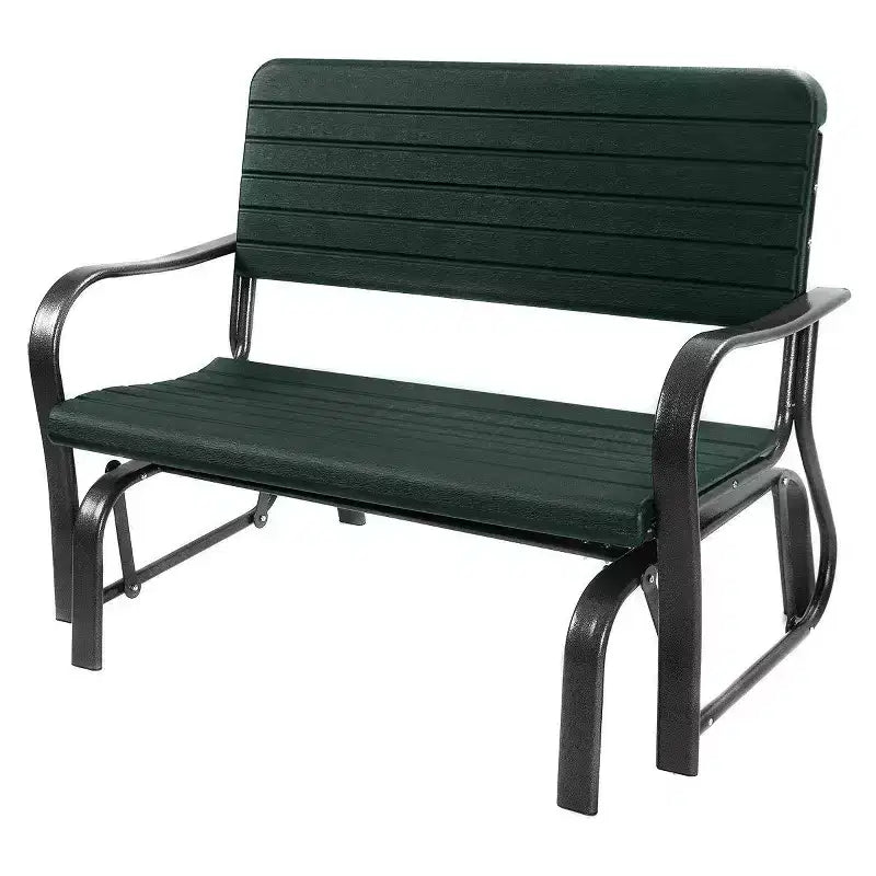 Costway Banc de Jardin Balançoire Balancelle 2 Places en Acier Marron/Vert