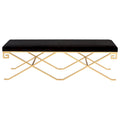 Banc SAFAVIEH Couture Shaista velours noir/feuille d'or glamour - 59Lx21Px20H