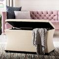 Banc de rangement Gigi en lin crème SAFAVIEH - 36 L x 19 P x 21 H - 36Wx19Dx21H