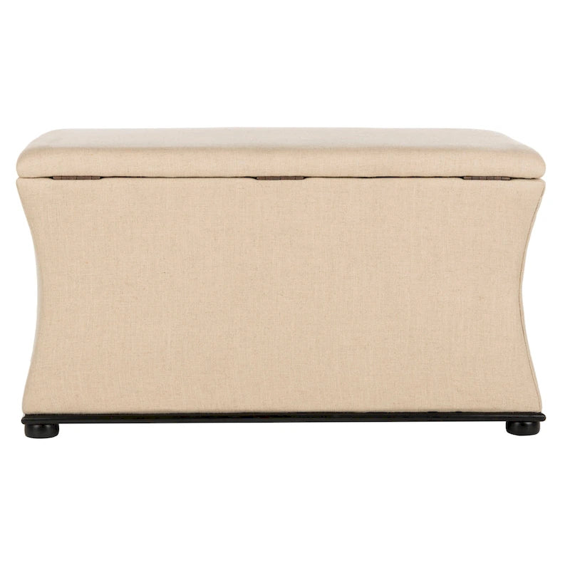 Banc de rangement Gigi en lin crème SAFAVIEH - 36 L x 19 P x 21 H - 36Wx19Dx21H