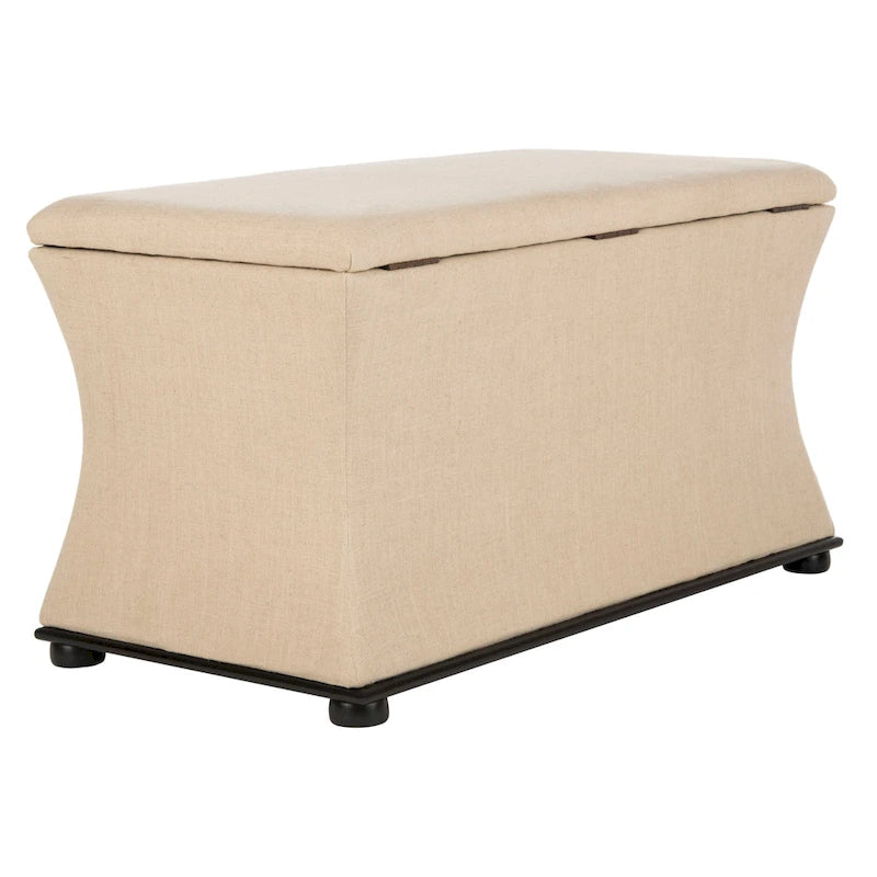 Banc de rangement Gigi en lin crème SAFAVIEH - 36 L x 19 P x 21 H - 36Wx19Dx21H