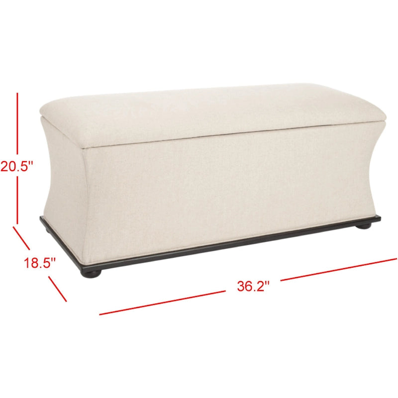 Banc de rangement Gigi en lin crème SAFAVIEH - 36 L x 19 P x 21 H - 36Wx19Dx21H