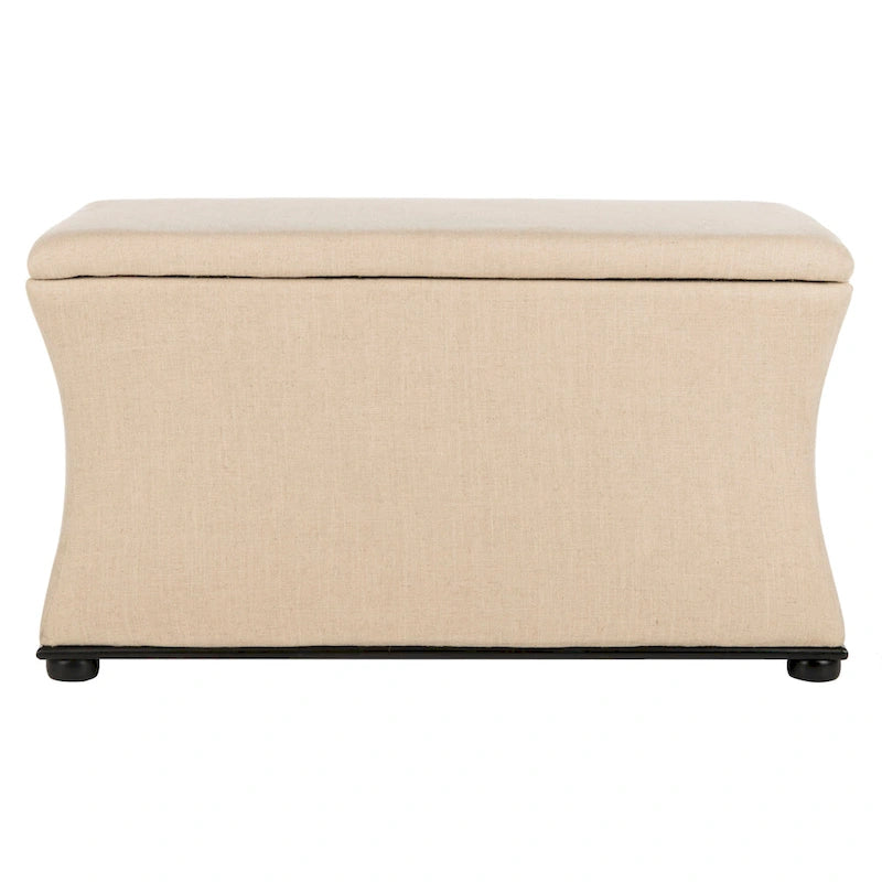 Banc de rangement Gigi en lin crème SAFAVIEH - 36 L x 19 P x 21 H - 36Wx19Dx21H