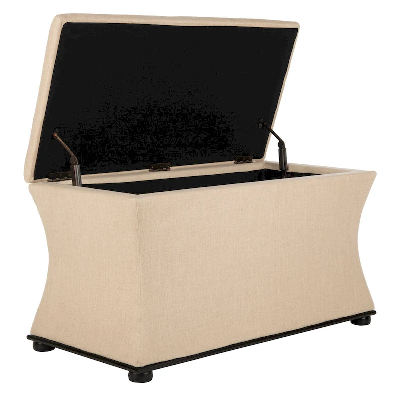 Banc de rangement Gigi en lin crème SAFAVIEH - 36 L x 19 P x 21 H - 36Wx19Dx21H