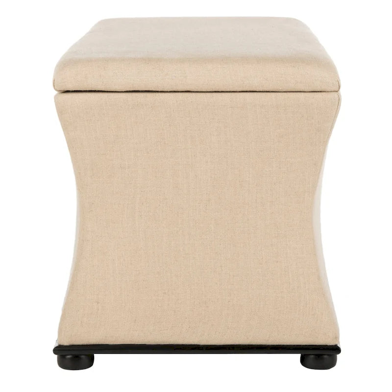 Banc de rangement Gigi en lin crème SAFAVIEH - 36 L x 19 P x 21 H - 36Wx19Dx21H