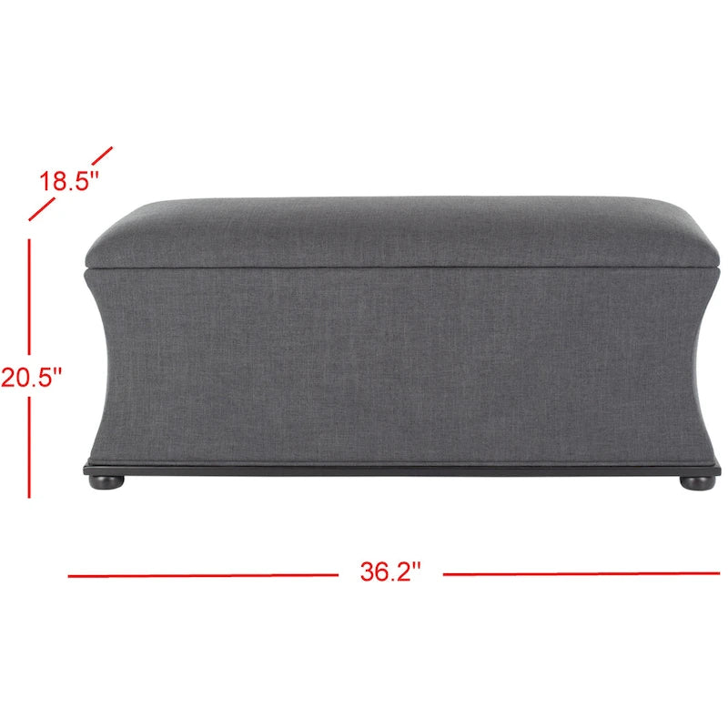 Banc de rangement Gigi en lin crème SAFAVIEH - 36 L x 19 P x 21 H - 36Wx19Dx21H