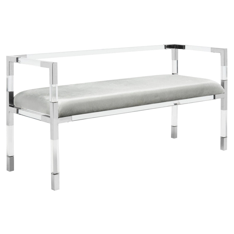 Banc SAFAVIEH Couture Shakti gris acrylique – 50Lx18Px26H