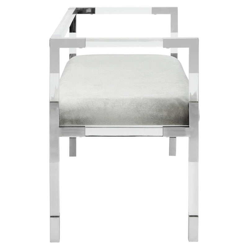Banc SAFAVIEH Couture Shakti gris acrylique – 50Lx18Px26H