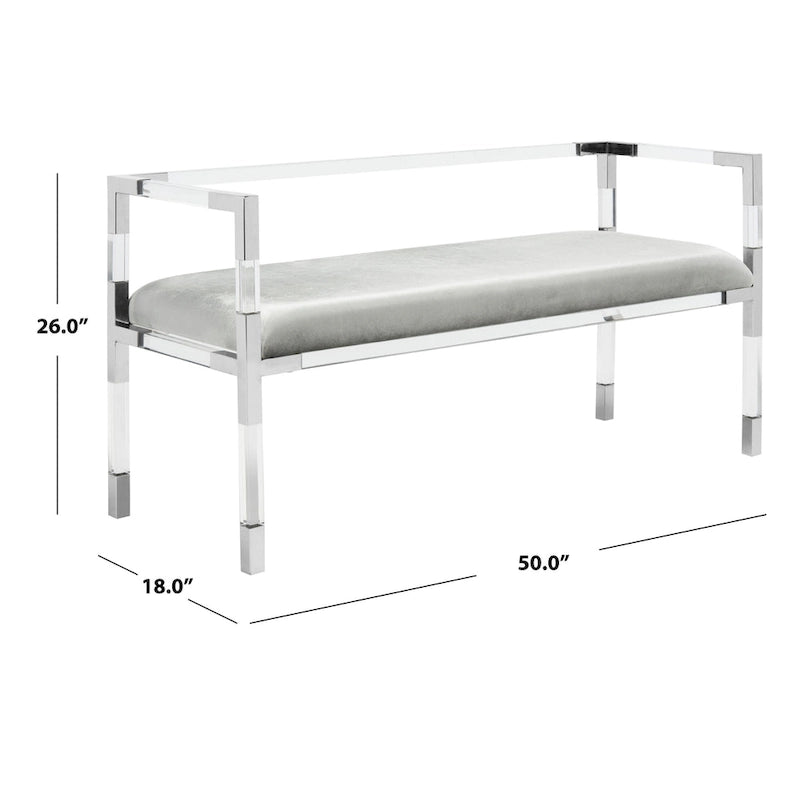 Banc SAFAVIEH Couture Shakti gris acrylique – 50Lx18Px26H
