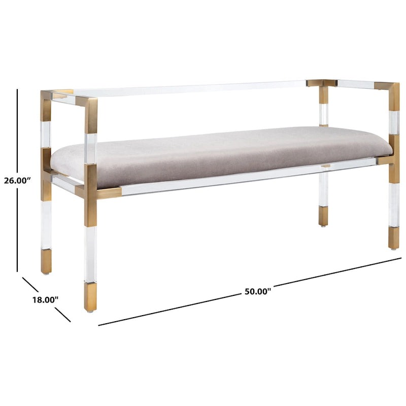 Banc SAFAVIEH Couture Shakti gris acrylique – 50Lx18Px26H