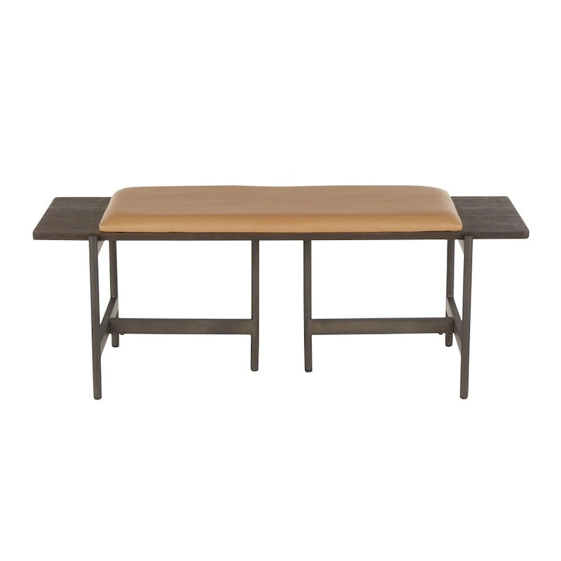 Banc contemporain Chloé avec assise rembourrée et accent en bois - S.O.