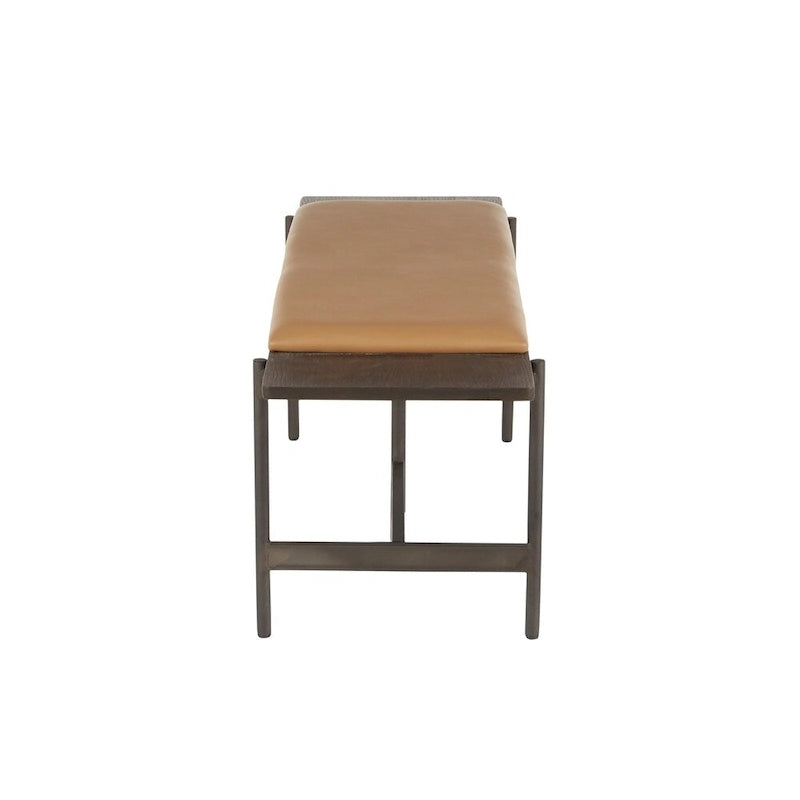 Banc contemporain Chloé avec assise rembourrée et accent en bois - S.O.