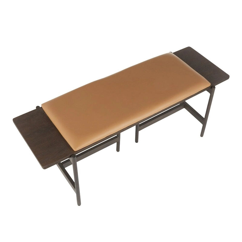 Banc contemporain Chloé avec assise rembourrée et accent en bois - S.O.
