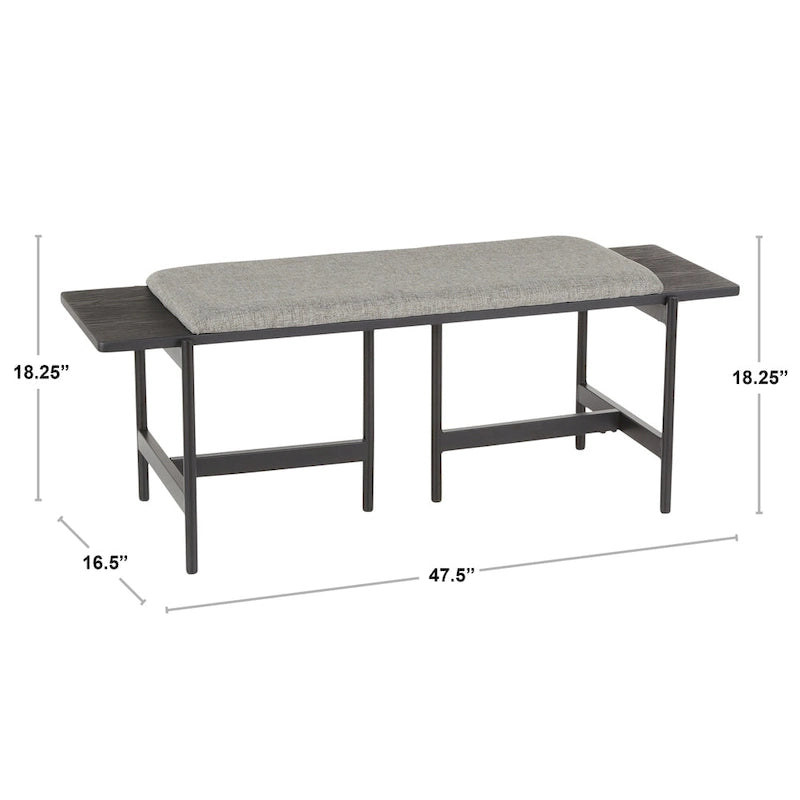 Banc contemporain Chloé avec assise rembourrée et accent en bois - S.O.