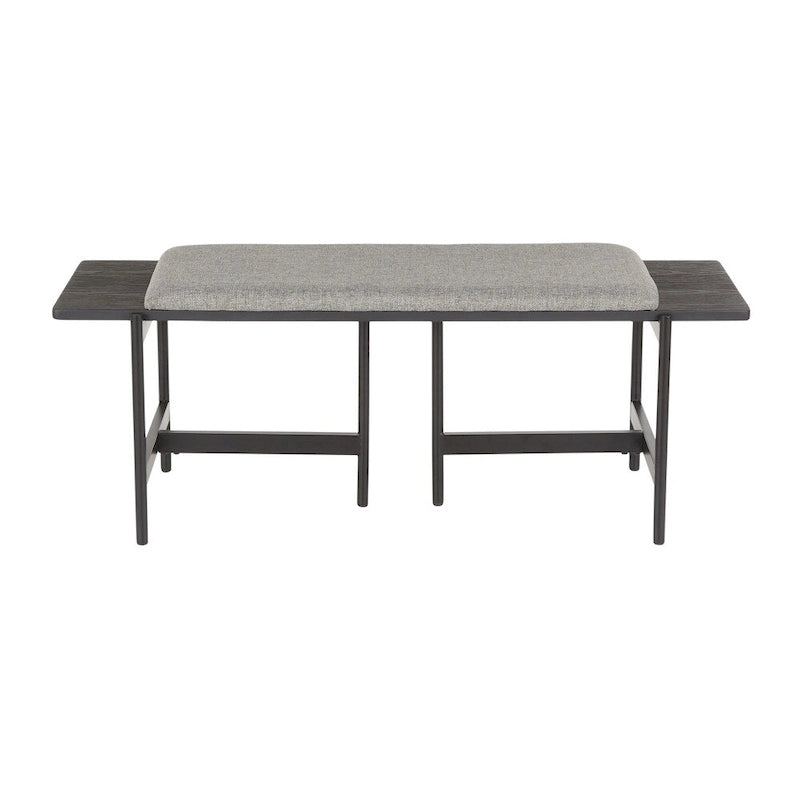 Banc contemporain Chloé avec assise rembourrée et accent en bois - S.O.