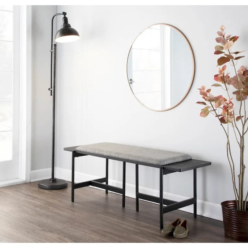 Banc contemporain Chloé avec assise rembourrée et accent en bois - S.O.
