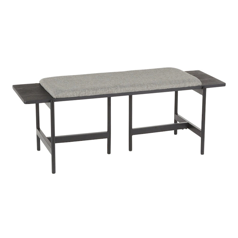 Banc contemporain Chloé avec assise rembourrée et accent en bois - S.O.