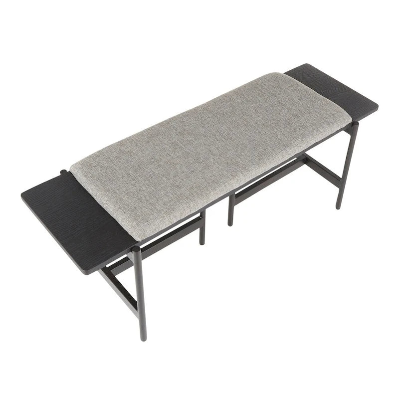 Banc contemporain Chloé avec assise rembourrée et accent en bois - S.O.