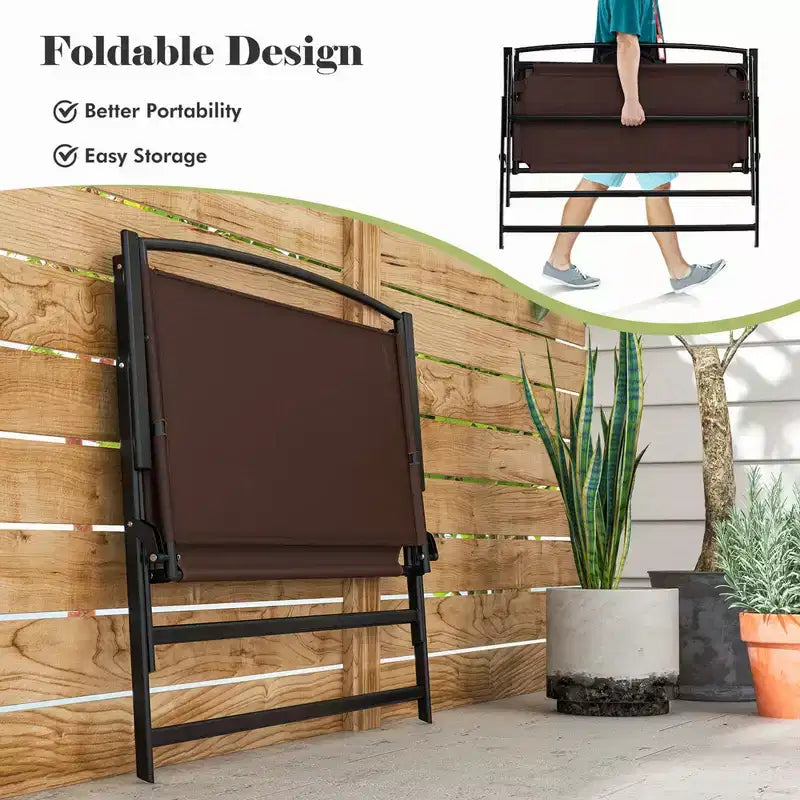Banc de terrasse 2 places Costway, banc de jardin pliant d'extérieur avec dossier et accoudoirs