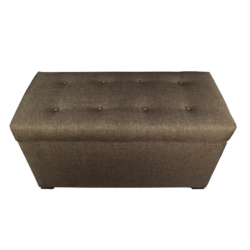 Banc de rangement capitonné Angela à 8 boutons, couleur sable