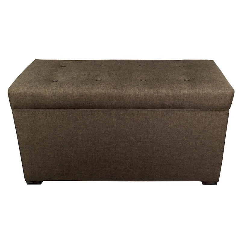 Banc de rangement capitonné Angela à 8 boutons, couleur sable