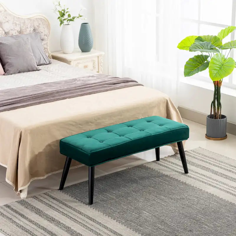 Banc rembourré en velours capitonné Kipp
