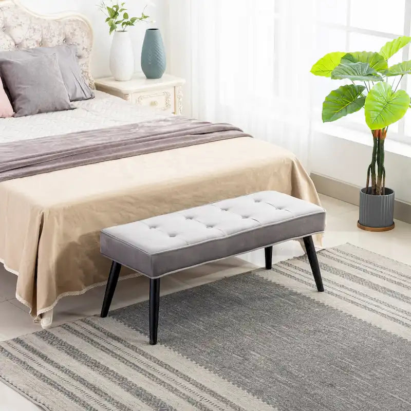 Banc rembourré en velours capitonné Kipp