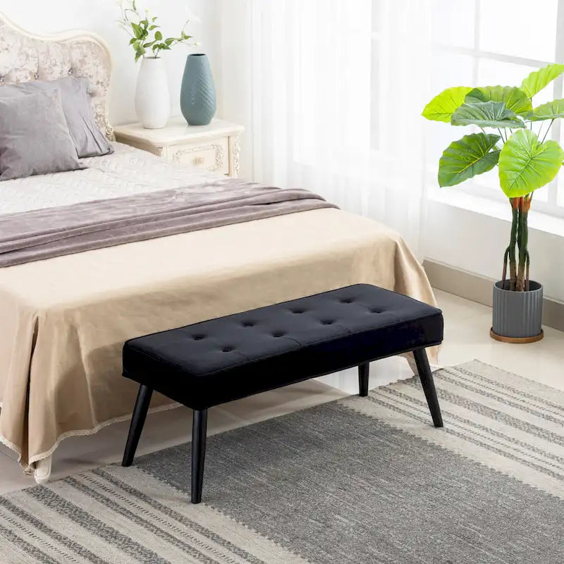 Banc rembourré en velours capitonné Kipp