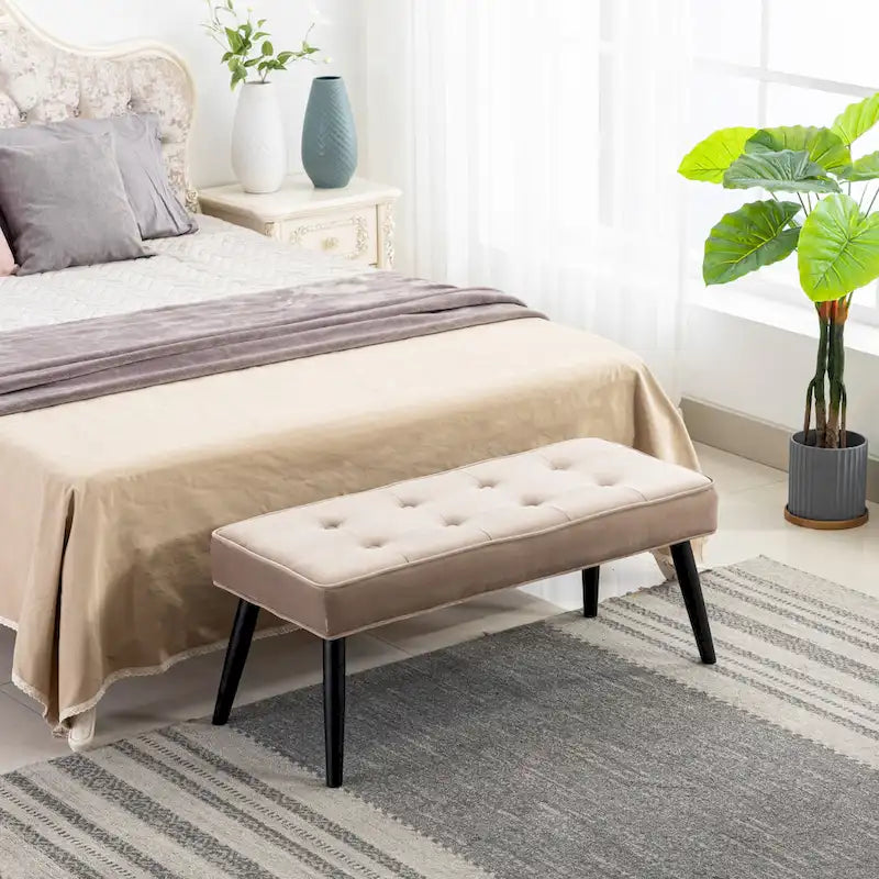 Banc rembourré en velours capitonné Kipp
