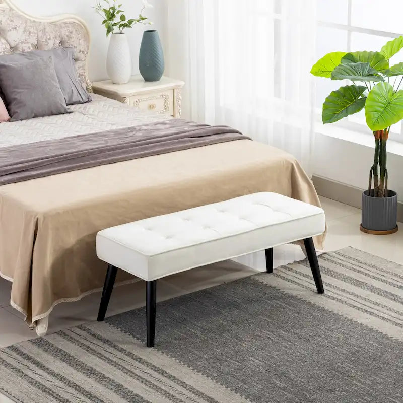 Banc rembourré en velours capitonné Kipp