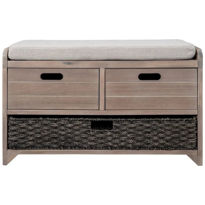 Banc de rangement rustique Merax avec panier et coussin amovibles