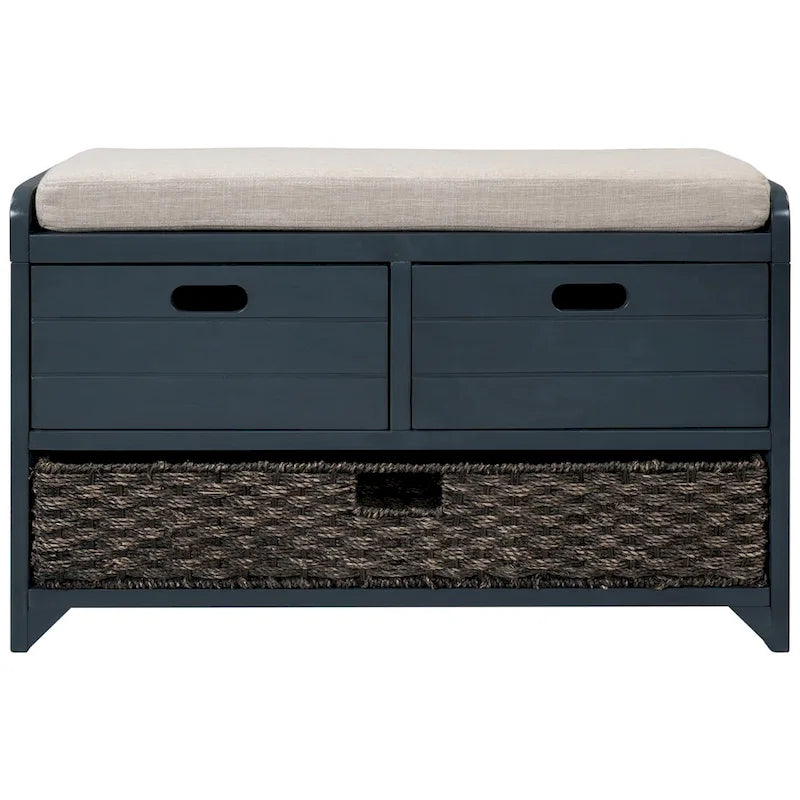 Banc de rangement rustique Merax avec panier et coussin amovibles