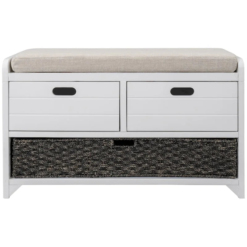 Banc de rangement rustique Merax avec panier et coussin amovibles