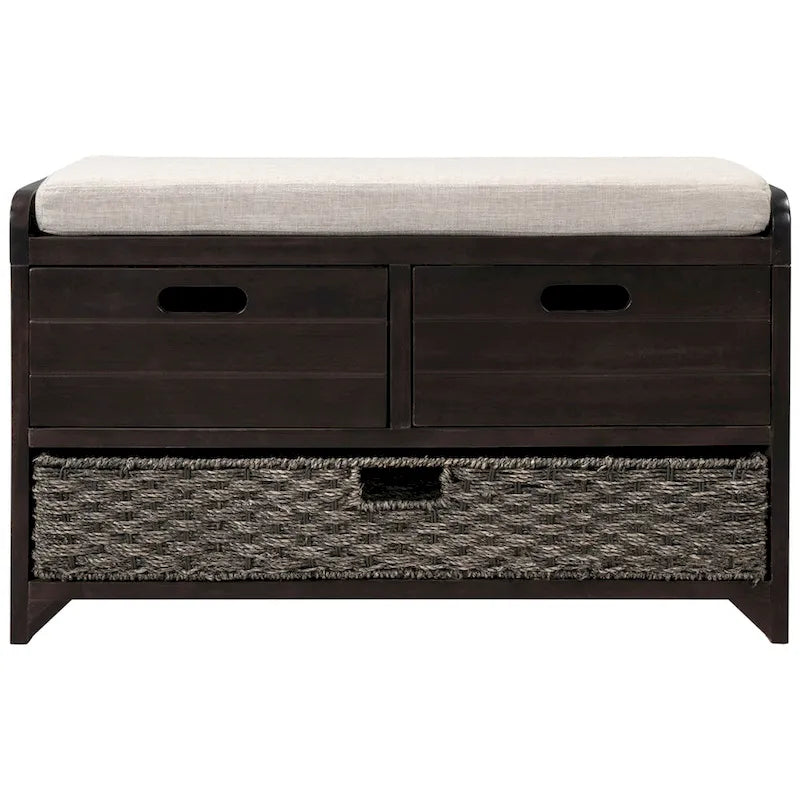 Banc de rangement rustique Merax avec panier et coussin amovibles