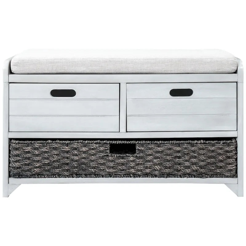Banc de rangement rustique Merax avec panier et coussin amovibles