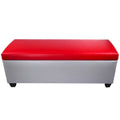 Banc de rangement ottoman en similicuir gris, style Mid-Century Modern