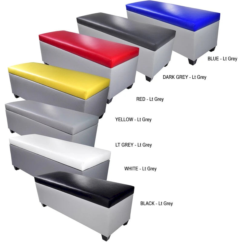 Banc de rangement ottoman en similicuir gris, style Mid-Century Modern