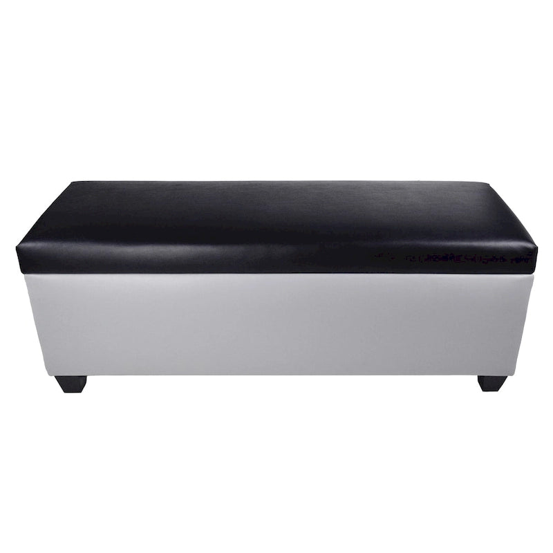 Banc de rangement ottoman en similicuir gris, style Mid-Century Modern