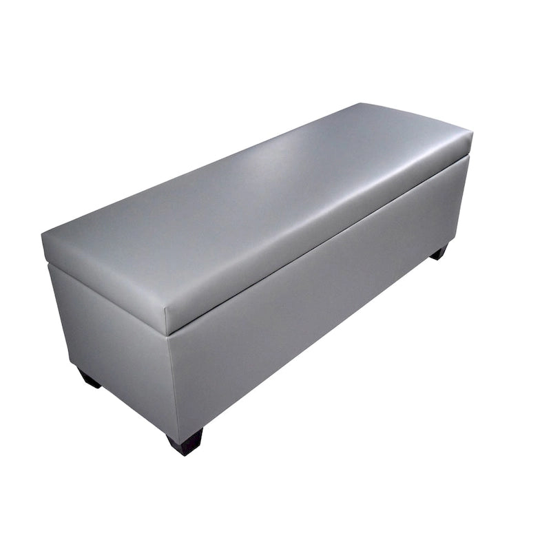 Banc de rangement ottoman en similicuir gris, style Mid-Century Modern