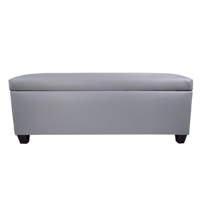 Banc de rangement ottoman en similicuir gris, style Mid-Century Modern