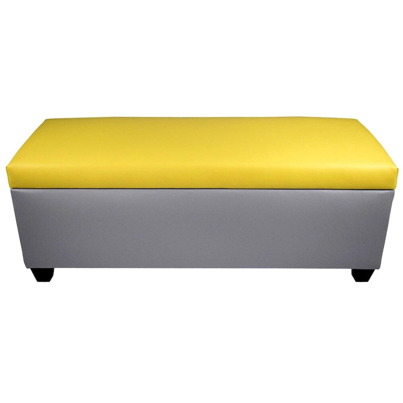 Banc de rangement ottoman en similicuir gris, style Mid-Century Modern