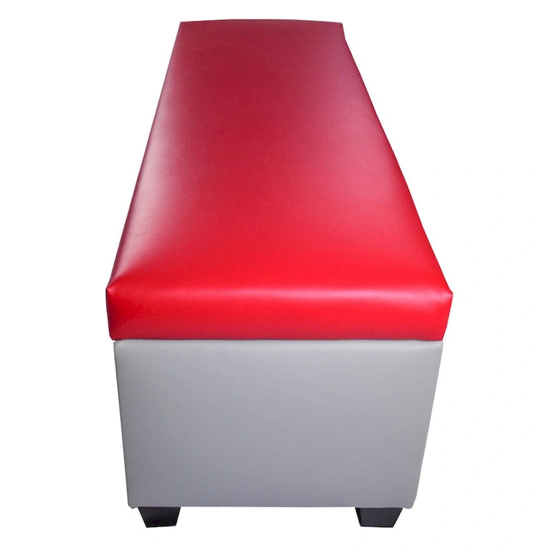 Banc de rangement ottoman en similicuir gris, style Mid-Century Modern