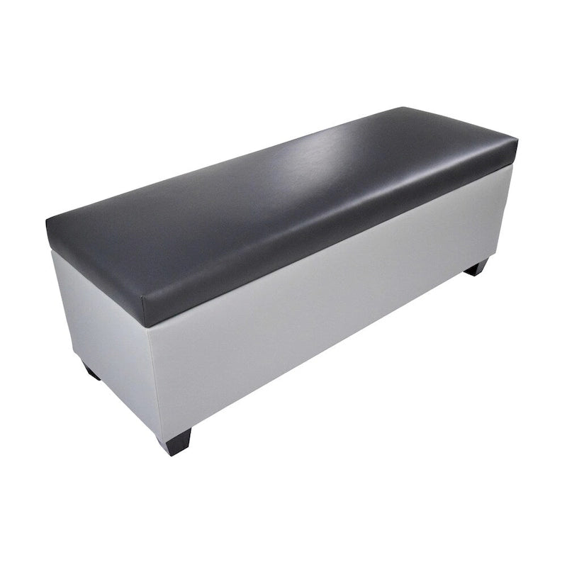 Banc de rangement ottoman en similicuir gris, style Mid-Century Modern