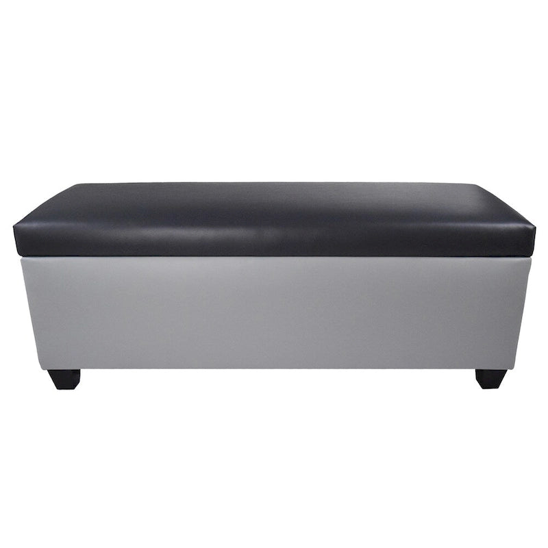 Banc de rangement ottoman en similicuir gris, style Mid-Century Modern