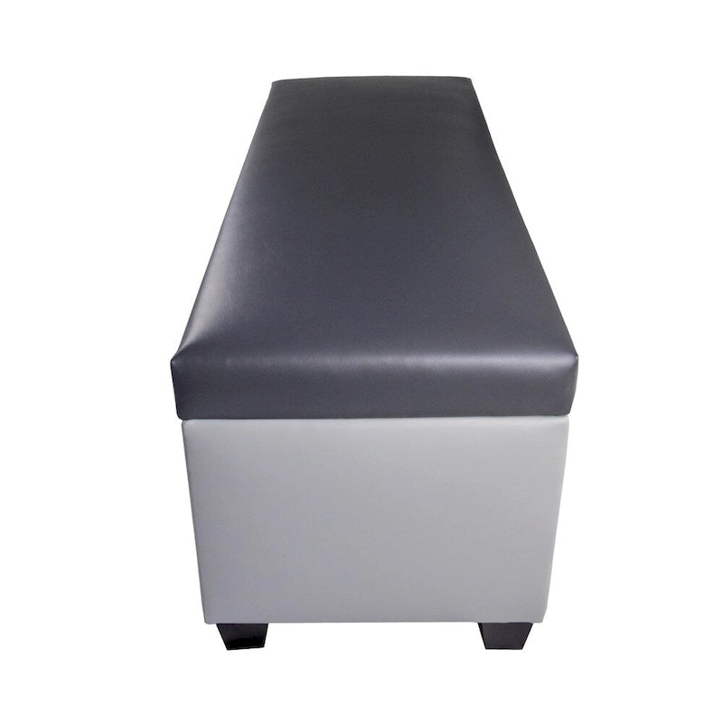Banc de rangement ottoman en similicuir gris, style Mid-Century Modern
