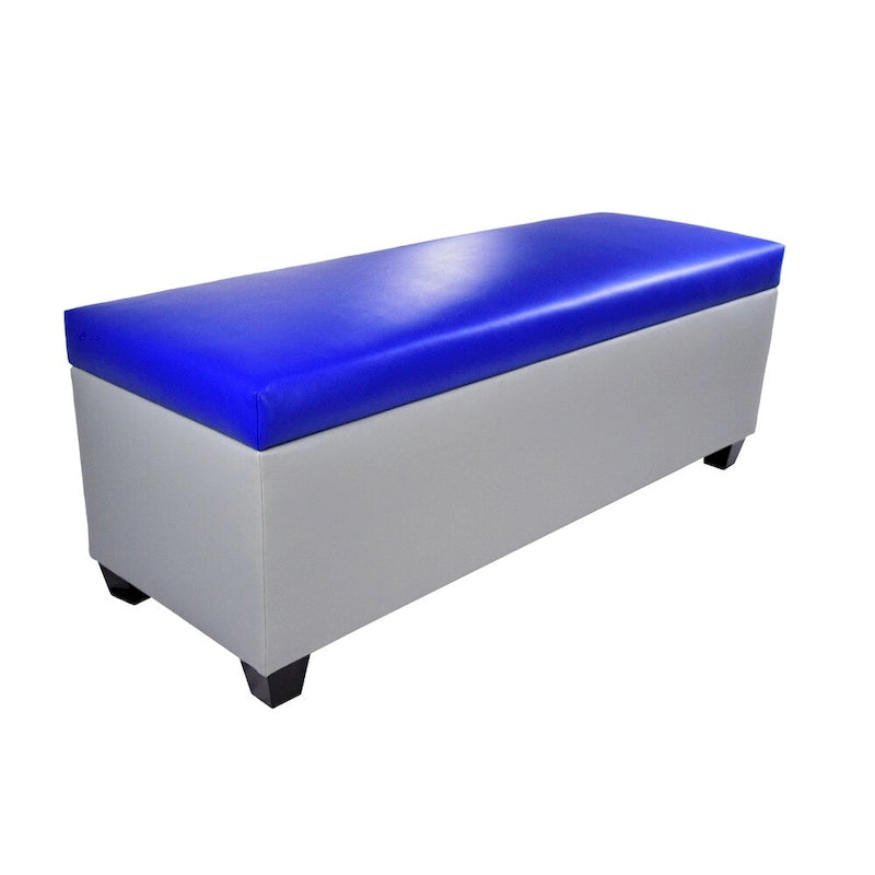 Banc de rangement ottoman en similicuir gris, style Mid-Century Modern