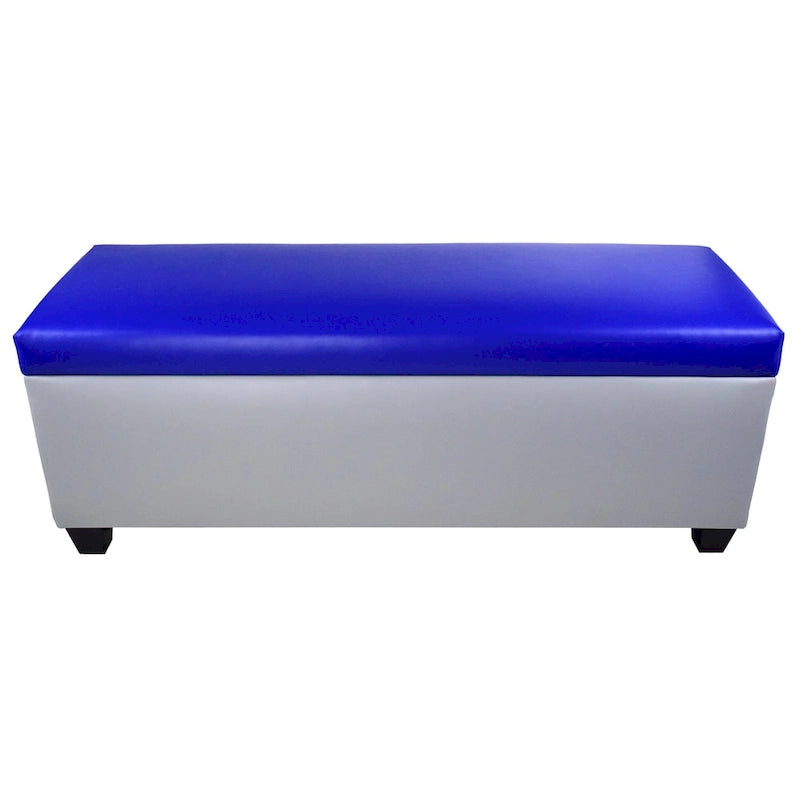 Banc de rangement ottoman en similicuir gris, style Mid-Century Modern
